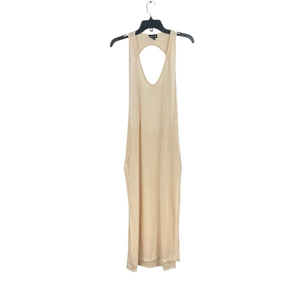 Topshop Maxi Dress Cover-up S Cream Open Back Side Slit Poolside BeachVacation